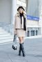 Women's Lightweight Lycra Winter Cashmere High Waist Above Knee Lightweight Mini Pencil Skirt (Length 47cm)-Dark Beige