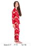 Girl's Christmas New Year Themed Buttoned Pajama Set Red - 3