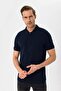 Süvari 100% Cotton Slim Fit Polo Neck Navy Blue Men's T-Shirt - 3