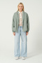 Women's Green Filled Jacket with Lacing Detail 12346116 Eva-1