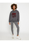 Warm Hooded Slogan Printed Ribbed Sports Sweatshirt - 2