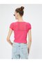 See-Through Detailed Heart Neckcrop T-Shirt - 4