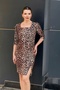 Leopard Slit Square Neck Dress