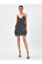 Ruffle Polka Dot Dress Chiffon Mini Slim Strap V Neck Lined
