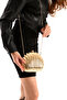 Women's Gold Metal Oyster Form Chain Detailed Evening Bag - 4