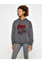 Warm Hooded Slogan Printed Ribbed Sports Sweatshirt - 3