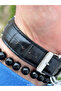 Brand Black Leather Cord Calendar Men's Wrist Watch + Bracelet - 6