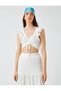 Crop T-Shirt V-Neck Sleeveless Tie Detail - 3