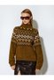 X Melis Ağazat - Long Sleeve Soft Texture Ethnic Pattern Rhinestone Turtleneck Knitted Sweater - 5