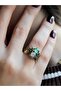 Double Natural Stone Flower Motif Antique Women's Adjustable Ring Moonstone Green Agate Euy22Aya - 2