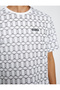 Basic T-Shirt Crew Neck Slogan Printed Geometric Pattern - 5