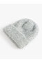 Shiny Plush Knitted Beanie with Layered Edges - 2
