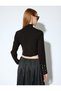 X Selected by Melis Ağazat - Long Sleeve High-Neck Stone-Embellished Crop Knit Sweater - 4