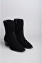 Selection 1678 Genuine Leather Western Heel Boots (Heel Height: 5 cm) Black Suede