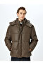 Slim Fit Hooded Faux Leather Puffer Jacket - 3