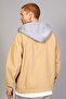 Men's Beige Detachable Hooded Oversize Cotton Velvet Jacket - 4