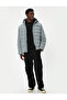 Zippered Pocket Detailed Slogan Printed Hooded Puffer Jacket - 2