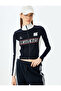 Zipper Detailed Printed Long Sleeve Stand Collar T-Shirt - 2