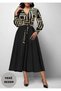 New Season Women's Long Sleeve Double Breasted Collar Diver Crepe Midi Length Dress