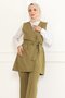 Belt Detailed Double Suit Khaki 19232 - 2