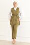 Belt Detailed Double Suit Khaki 19232