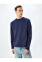 Sewing Detailed Raised Cotton Basic Crew Neck Sweatshirt - 3