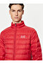 Men's Stand Collar Insulated Brand Logo Zippered Red Coat - 4
