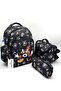 Black Color Patterned Girl's First School Backpack with Foil Nutrition and Pen Holder