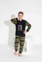 Men's Young and Children's Long Sleeve Fleece Fabric Winter Warm Sleepwear Set 3739Sk