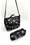 Black Color Patterned Girl's First School Backpack with Foil Nutrition and Pen Holder - 4