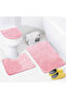 Unicolor Plain Pink 3-Piece Bath Mat Rug Set Non-Slip Toilet Seat Set