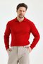 Red Men's Polo Neck Ribbed Knitwear Sweater - 5