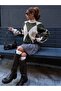 Women's Diamond Patterned Khaki Mock Neck Knitwear Sweater, Knitwear Sweater Fmoda6100 - 3