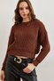 Women's Bitter Brown Crew Neck Thick Knit Loose Knitwear Sweater Kzk- 19000856 - 2