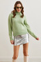 Women's Mint Green Turtleneck Soft Textured Bearded Knitwear Sweater Kzk-19000861 - 4
