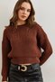 Women's Bitter Brown Crew Neck Thick Knit Loose Knitwear Sweater Kzk- 19000856