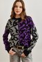 Women's Purple Leopard Block Knitwear Sweater Kzk- 19000832 - 3