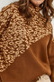 Women's Camel Hair Leopard Detailed Blocked Knitwear Sweater Kzk- 19000811 - 5