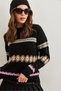 Women's Black Diamond Patterned Hair Knit Detailed Knitwear Sweater Kzk- 19000907 - 2