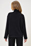 Women's Black Stand Collar Shoulder Snap 2 Thread Blouse Alc-X13277 - 5