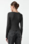 Siyah-Antrasit İkili Paket Crop/Kısa Fitted/Vücuda Oturan Örme Bluz TWOAW25BZ00061 - 12
