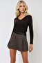 Women's Bitter Brown V Neck Camisole Basic Blouse Alc-X13290
