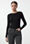 Siyah-Antrasit İkili Paket Crop/Kısa Fitted/Vücuda Oturan Örme Bluz TWOAW25BZ00061 - 9