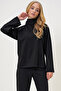 Women's Black Stand Collar Shoulder Snap 2 Thread Blouse Alc-X13277 - 4