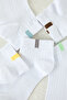 White 5-Pack Cotton Textured Contrast Color Block Booties-Short-Ankle High Socks Tmnss24Co00001 - 5