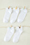 White 5-Pack Cotton Textured Contrast Color Block Booties-Short-Ankle High Socks Tmnss24Co00001 - 4