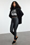 Anthracite Leather Look Shiny Body-Fitting Stretchy Knitted Tights Twoaw25Ta00004 - 2