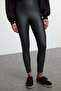 Anthracite Leather Look Shiny Body-Fitting Stretchy Knitted Tights Twoaw25Ta00004 - 3