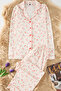 Ekru %100 Pamuklu Çiçekli Biyeli Örme Pijama Takımı THMAW25PT00202 - 6
