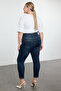 Koyu Mavi Yüksek Bel Esnek/Strecth Skinny Büyük Beden Jeans TBBAW25CJ00024 - 6